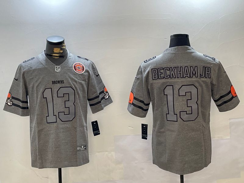 Men Cleveland Browns #13 Beckham jr Grey Throwback 2024 Nike Limited NFL Jersey style 5->detroit lions->NFL Jersey